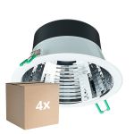 Confezione Multipack 4x Philips Downlight LED Coreline DN142B Aluminium Bianca 11W 1200lm 60D - 830 Luce Calda | Ritaglio 155mm - IP20 - UGR<19