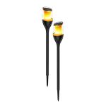 Pacco doppio 2x Interlight Punta Luce Solar Giardino Torch Nero 1W 40lm - 816 Bianco Molto Caldo | incl. Batteria