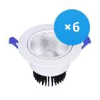 Confezione Multipack 6x Bright Choice Downlight LED Il Giro Inclinabile 15W 1200lm 60D - 930 Luce Calda -  | 135mm - Ritaglio 110mm - UGR 