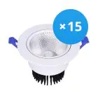 Confezione Multipack 15x Bright Choice Downlight LED Il Giro Inclinabile 15W 1200lm 60D - 930 Luce Calda -  | 135mm - Ritaglio 110mm - UGR 