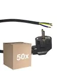 Confezione Multipack 50x Noxion Power Cavo di alimentazione Nero - Schuko Europlug + Estremità aperte - 3m - 3 pole 0,75mm2